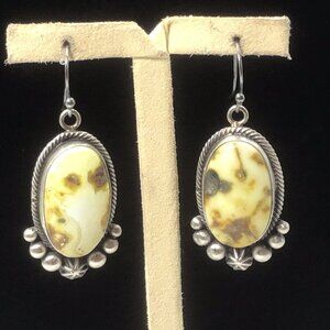 Sterling Silver Palomino Variscite Dangle Earrings 20 Grams 1.75”